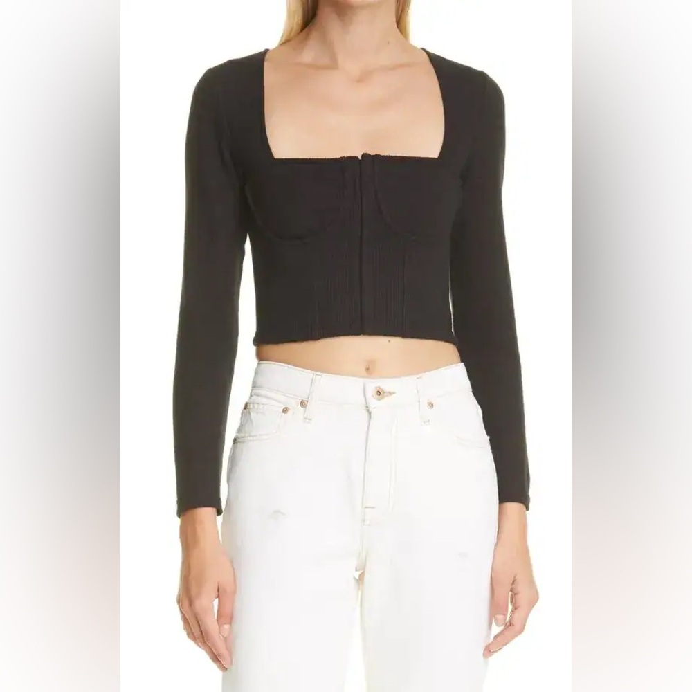 JONATHAN SIMKHAI STANDARD SHAY BOBBINET BUSTIER COTTON BLEND TOP